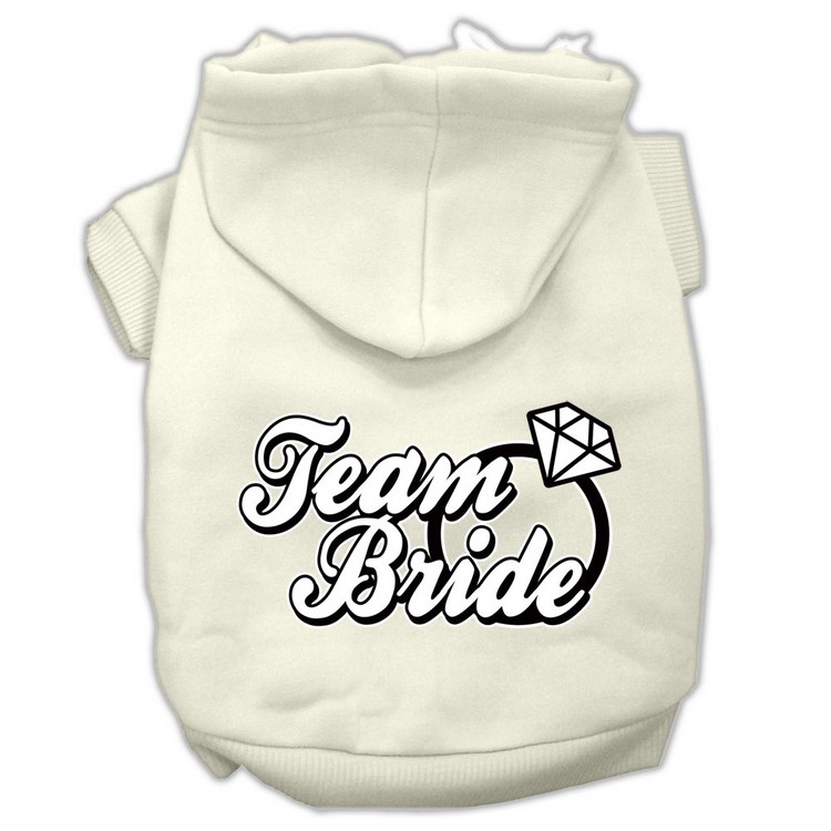 Team Bride Screen Print Pet Hoodies Cream Size XS