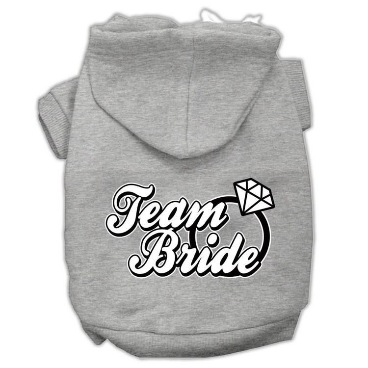 Team Bride Screen Print Pet Hoodies Grey Size XS