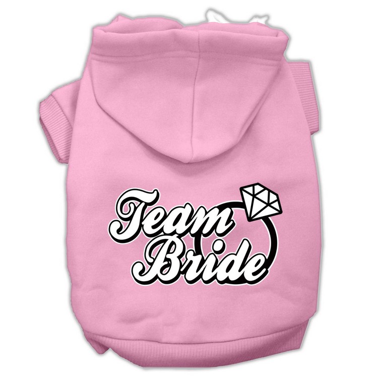 Team Bride Screen Print Pet Hoodies Light Pink Size XS