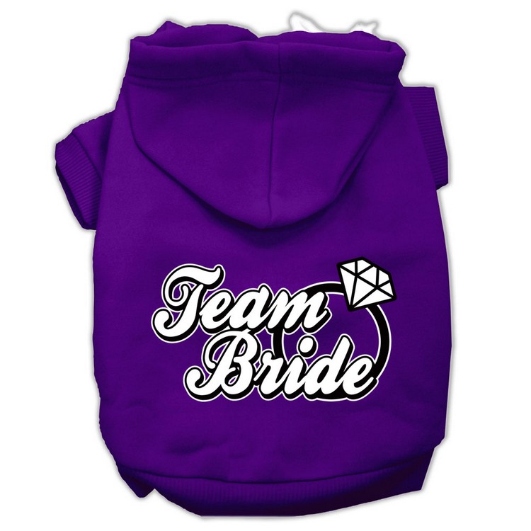 Team Bride Screen Print Pet Hoodies Purple Size XS