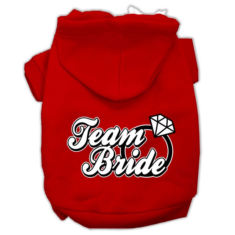 Team Bride Screen Print Pet Hoodies Red Size XS