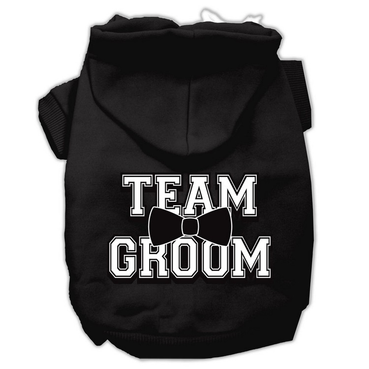 Team Groom Screen Print Pet Hoodies Black Size XS