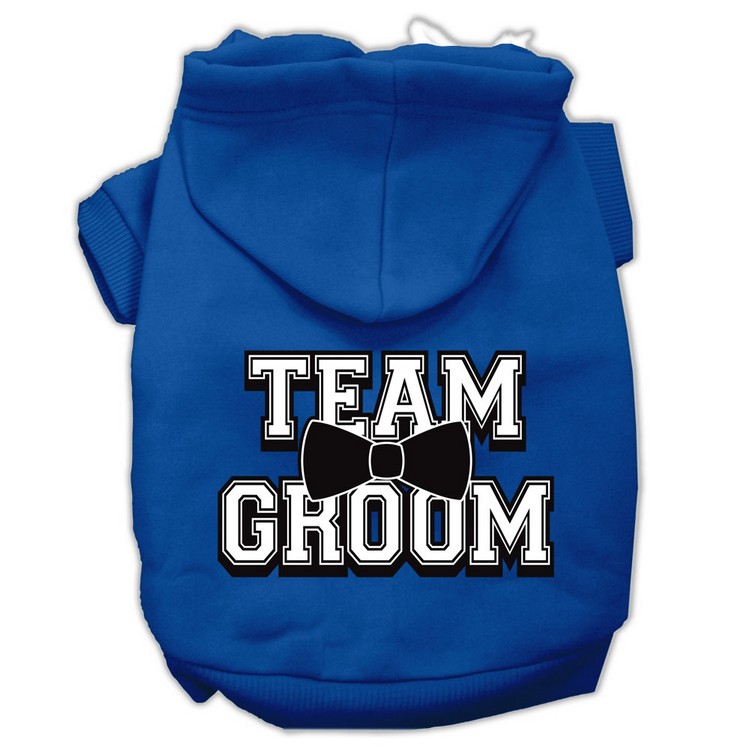 Team Groom Screen Print Pet Hoodies Blue Size XS