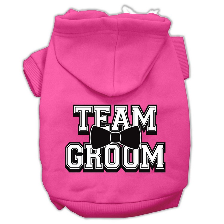 Team Groom Screen Print Pet Hoodies Bright Pink Size XS