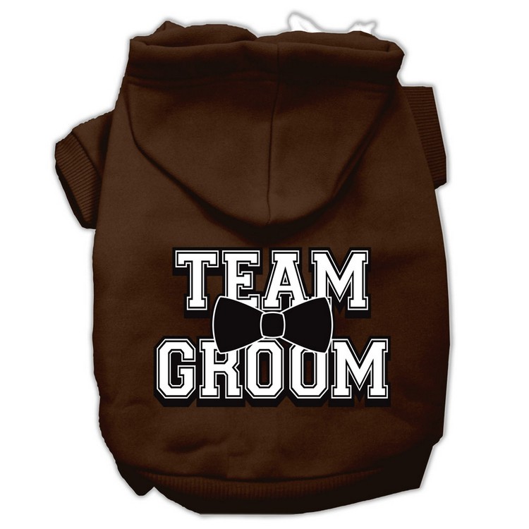 Team Groom Screen Print Pet Hoodies Brown Size XS