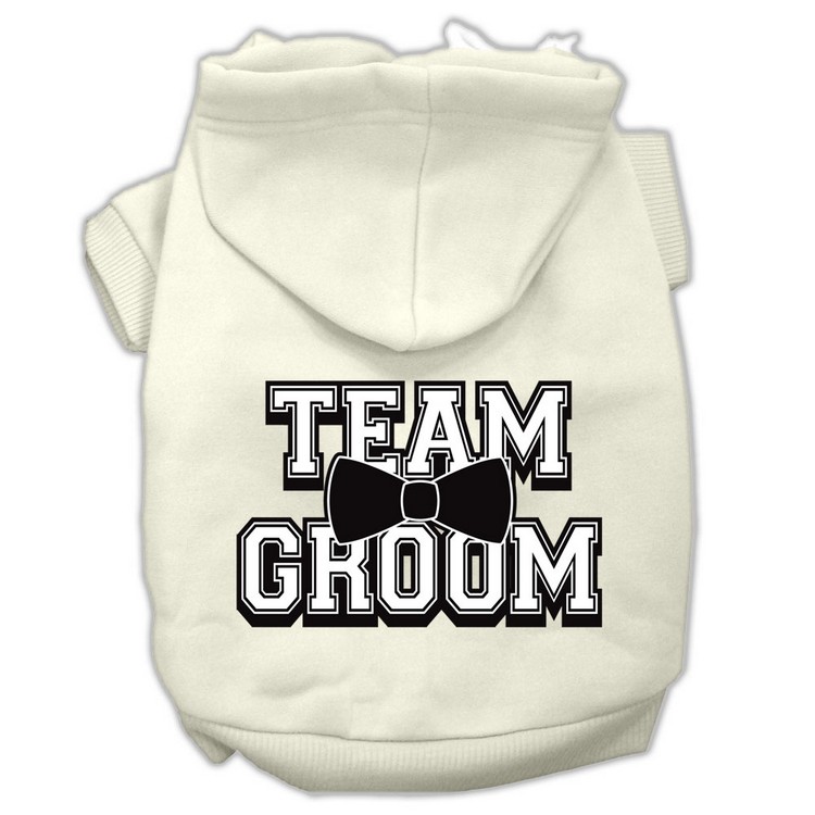 Team Groom Screen Print Pet Hoodies Cream Size XS