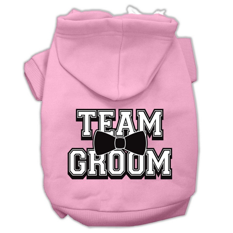 Team Groom Screen Print Pet Hoodies Light Pink Size Med