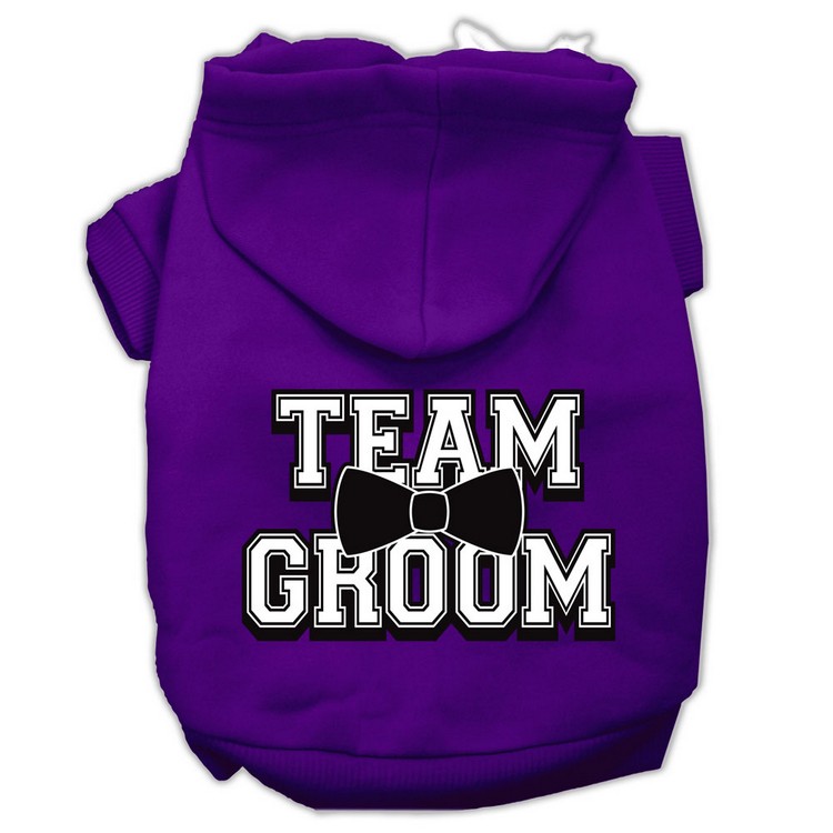 Team Groom Screen Print Pet Hoodies Purple Size XS