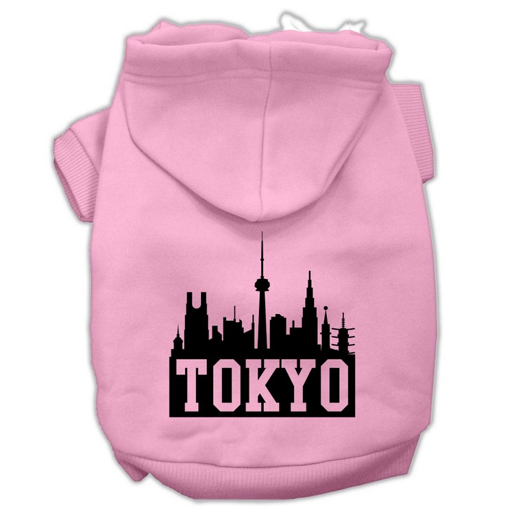 Tokyo Skyline Screen Print Pet Hoodies Light Pink Size XS