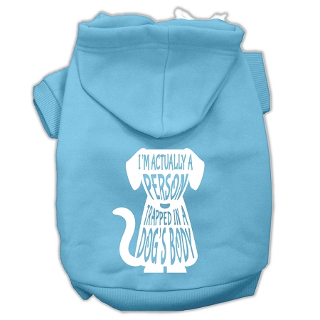 Trapped Screen Print Pet Hoodies Baby Blue Size XS