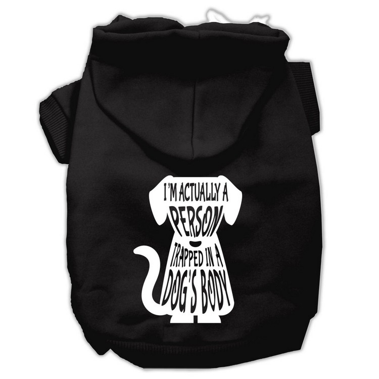 Trapped Screen Print Pet Hoodies Black Size XS