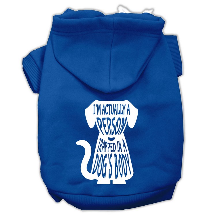 Trapped Screen Print Pet Hoodies Blue Size XS