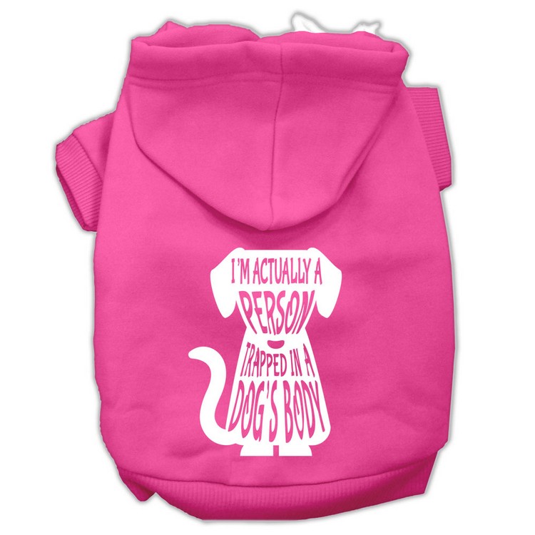 Trapped Screen Print Pet Hoodies Bright Pink Size XS