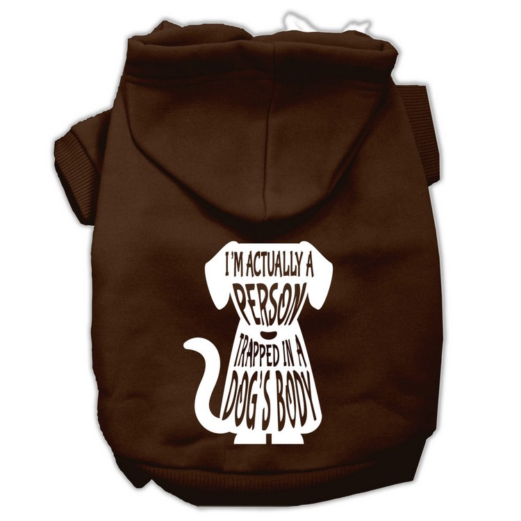 Trapped Screen Print Pet Hoodies Brown Size XS