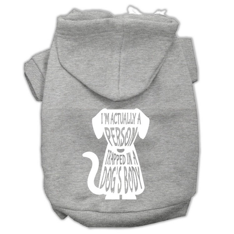 Trapped Screen Print Pet Hoodies Grey Size XS