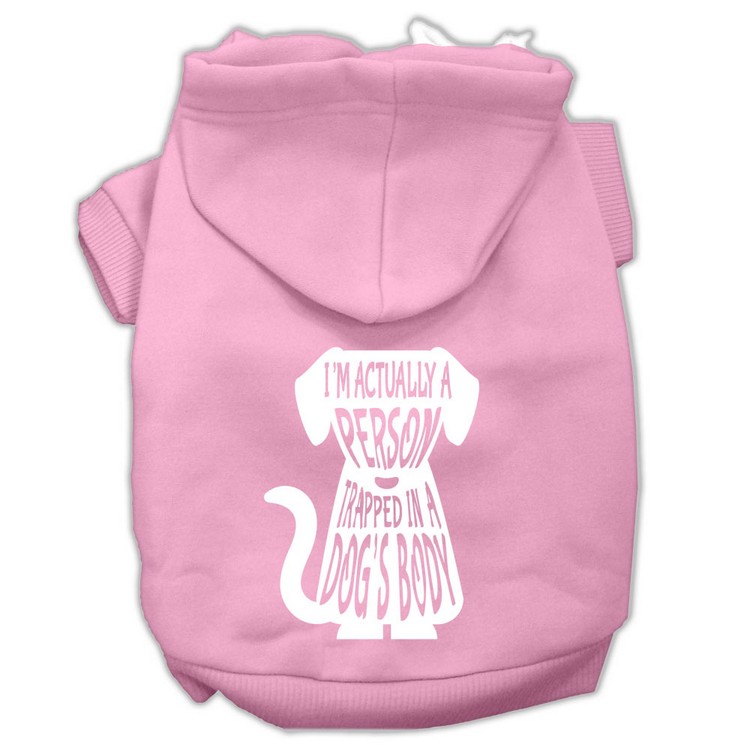 Trapped Screen Print Pet Hoodies Light Pink Size XS