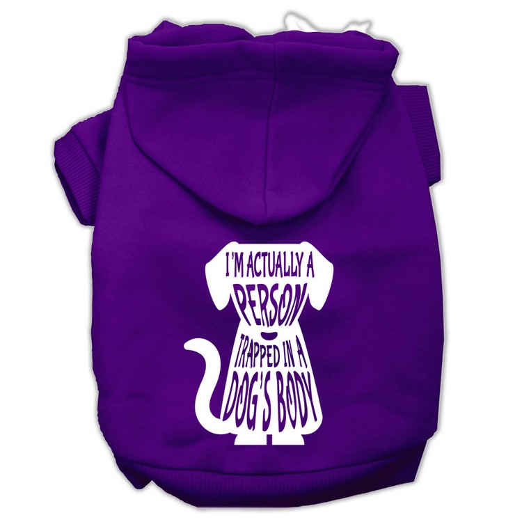 Trapped Screen Print Pet Hoodies Purple Size XS