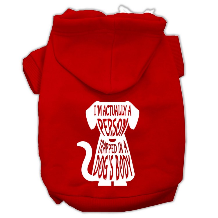 Trapped Screen Print Pet Hoodies Red Size XS