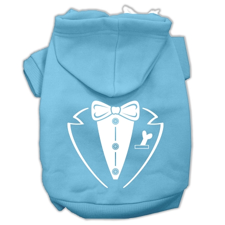 Tuxedo Screen Print Pet Hoodies Baby Blue Size XS