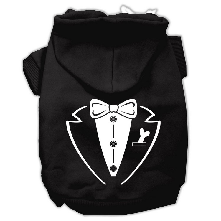 Tuxedo Screen Print Pet Hoodies Black Size XS