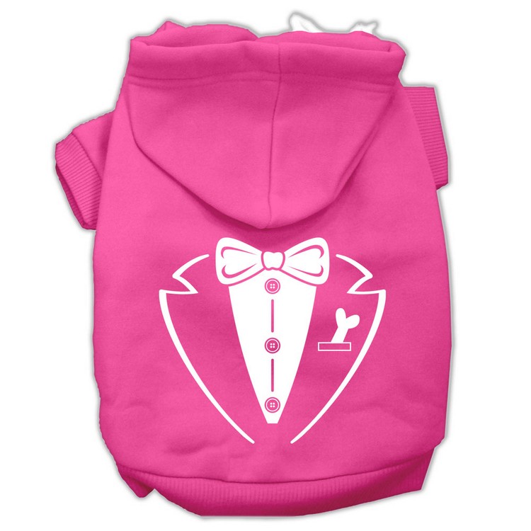 Tuxedo Screen Print Pet Hoodies Bright Pink Size XS