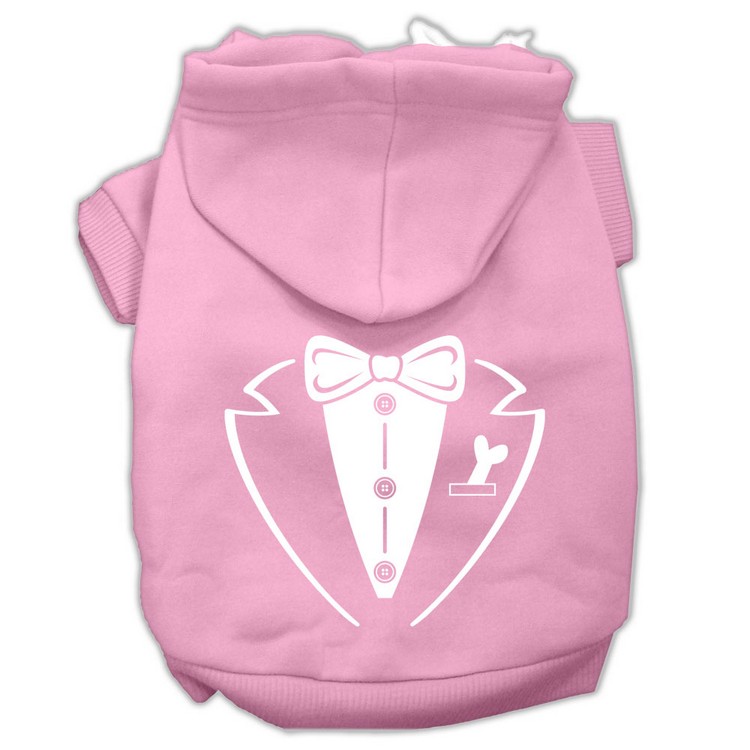 Tuxedo Screen Print Pet Hoodies Light Pink Size XS