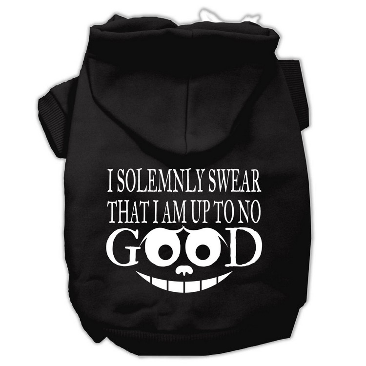 Up to No Good Screen Print Pet Hoodies Black Size Lg