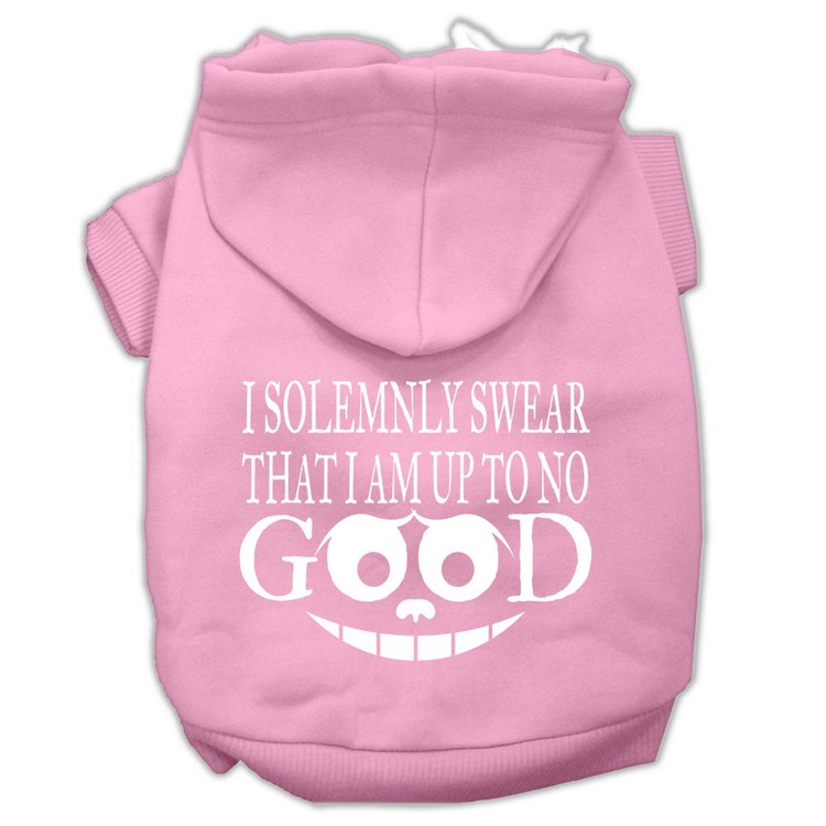 Up to No Good Screen Print Pet Hoodies Light Pink Size Lg