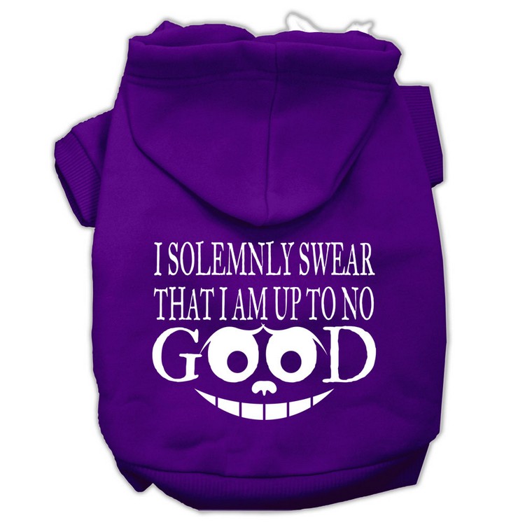 Up to No Good Screen Print Pet Hoodies Purple Size Lg