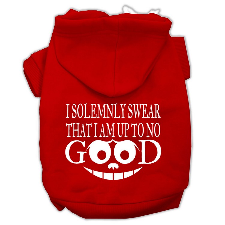 Up to No Good Screen Print Pet Hoodies Red Size Lg