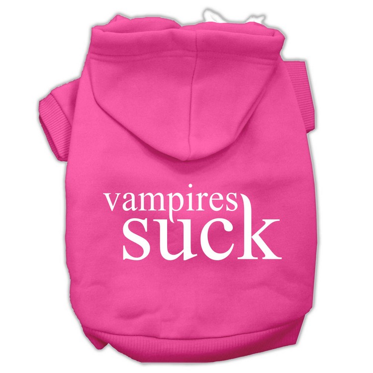 Vampires Suck Screen Print Pet Hoodies Bright Pink Size XS