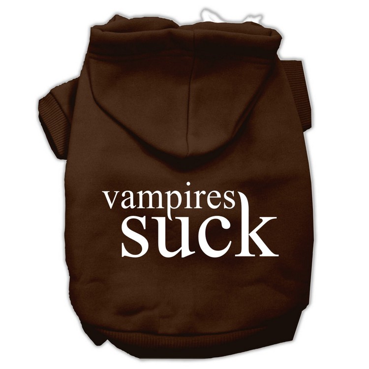 Vampires Suck Screen Print Pet Hoodies Brown Size XS