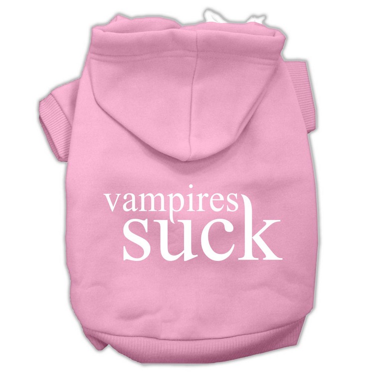 Vampires Suck Screen Print Pet Hoodies Light Pink Size XS