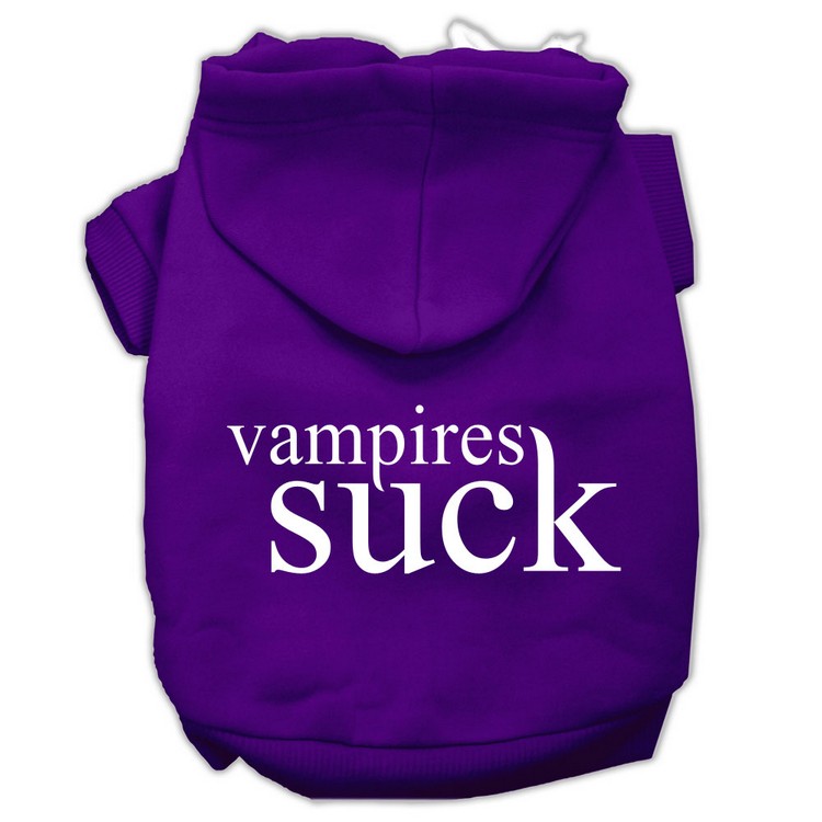 Vampires Suck Screen Print Pet Hoodies Purple Size XL