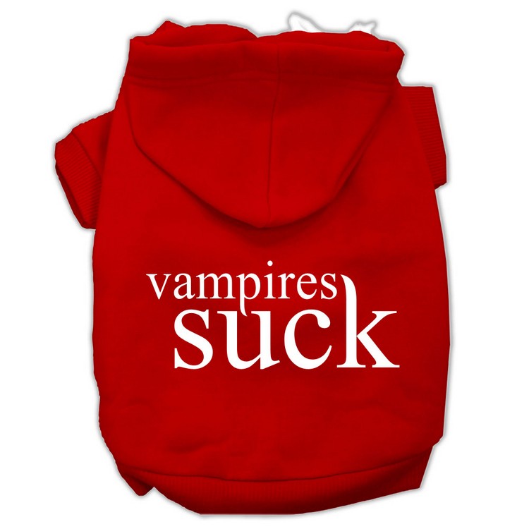 Vampires Suck Screen Print Pet Hoodies Red Size XS