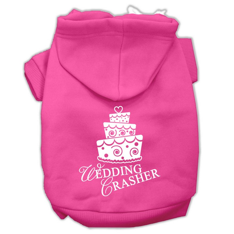 Wedding Crasher Screen Print Pet Hoodies Bright Pink Size XS