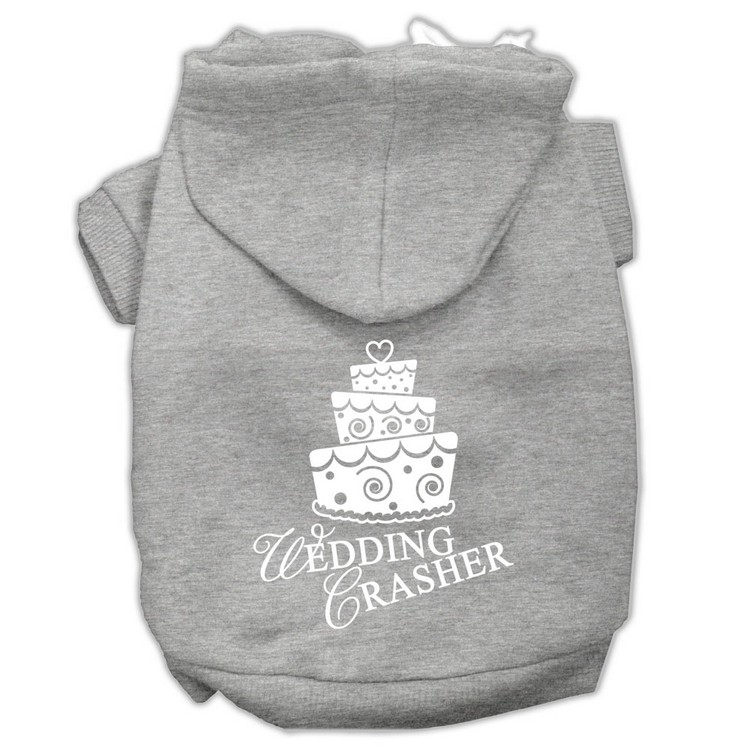 Wedding Crasher Screen Print Pet Hoodies Grey Size XS