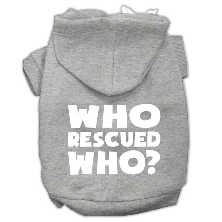 Who Rescued Who Screen Print Pet Hoodies Grey Size XXXL