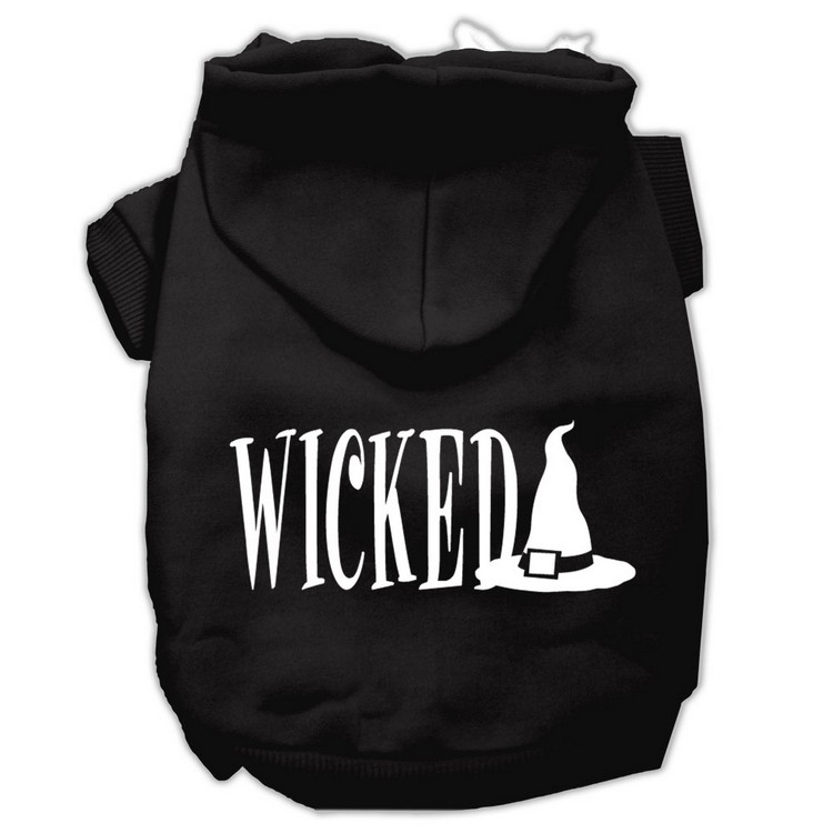 Wicked Screen Print Pet Hoodies Black Size XS