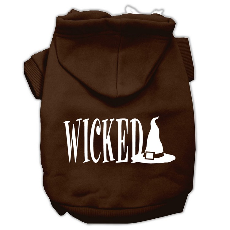 Wicked Screen Print Pet Hoodies Brown Size XS