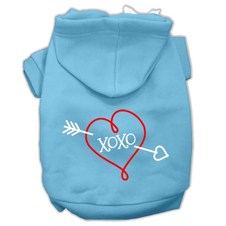 XOXO Screen Print Pet Hoodies Baby Blue Size Sm