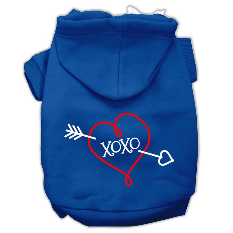 XOXO Screen Print Pet Hoodies Blue Size XS