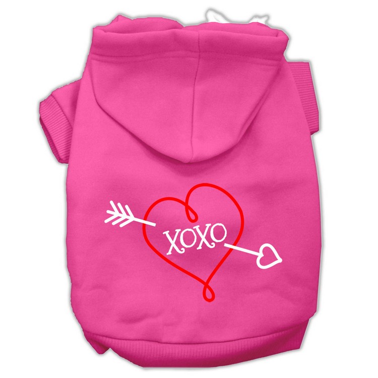 XOXO Screen Print Pet Hoodies Bright Pink Size XS