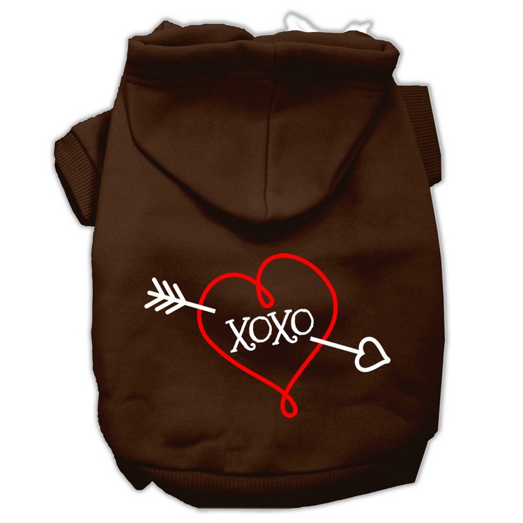 XOXO Screen Print Pet Hoodies Brown Size Lg