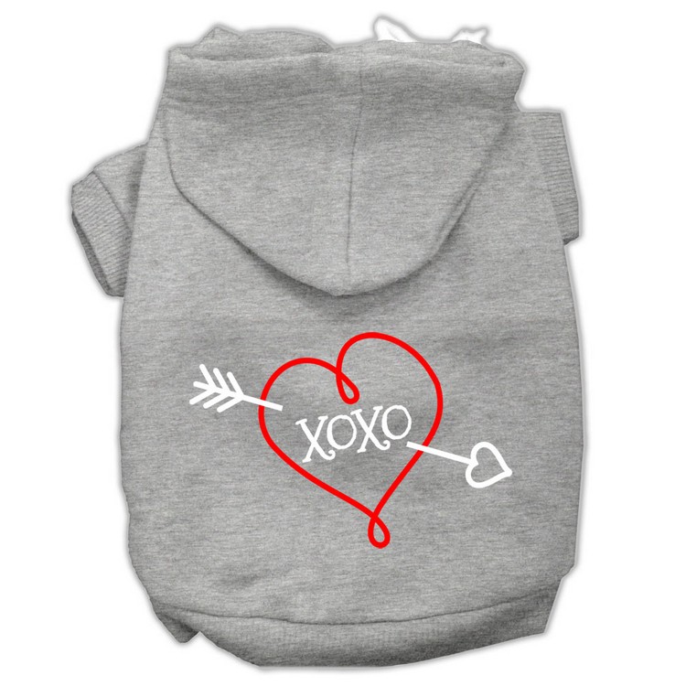 XOXO Screen Print Pet Hoodies Grey Size XS