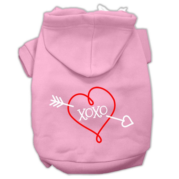 XOXO Screen Print Pet Hoodies Light Pink Size Med