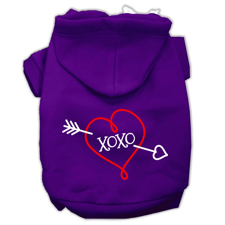 XOXO Screen Print Pet Hoodies Purple Size Med