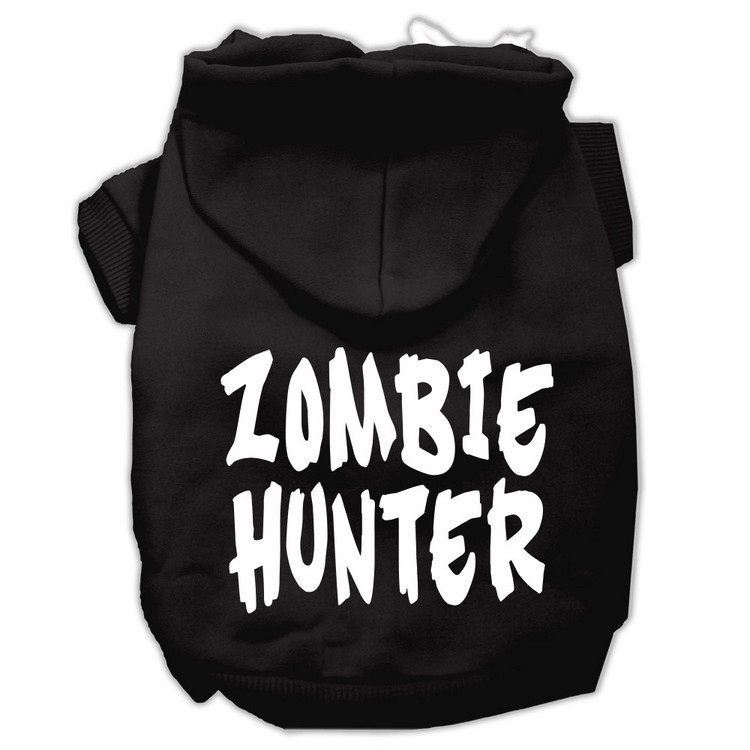 Zombie Hunter Screen Print Pet Hoodies Black Size L