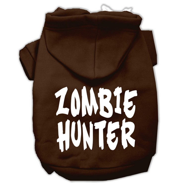 Zombie Hunter Screen Print Pet Hoodies Brown Size XXL