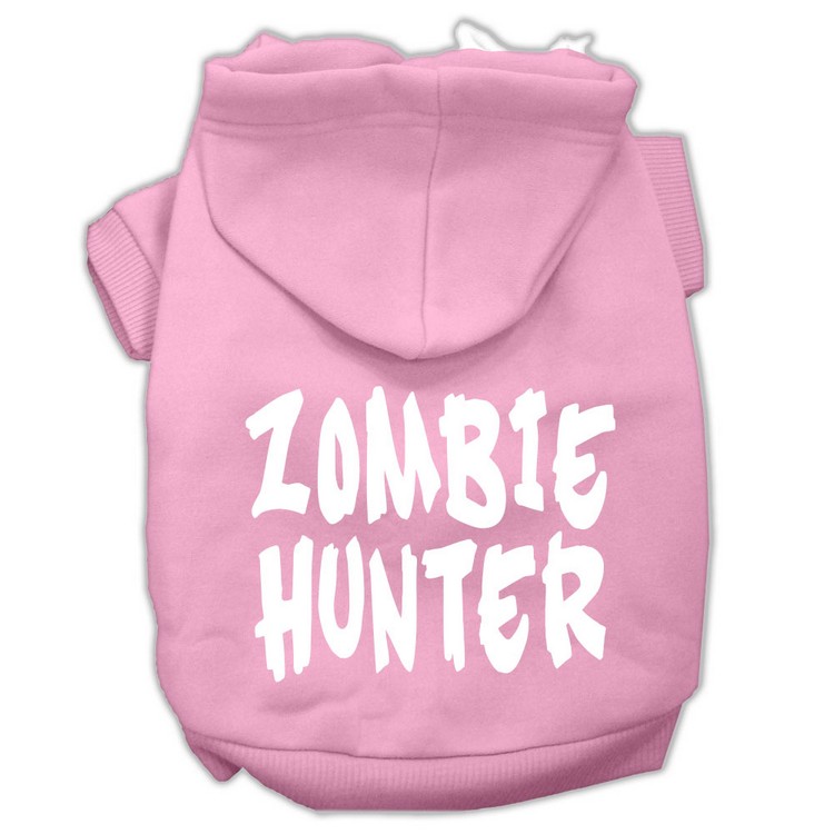 Zombie Hunter Screen Print Pet Hoodies Light Pink Size XL